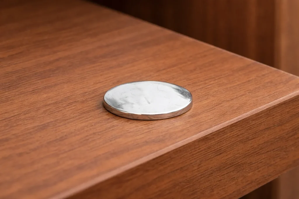 parafuso de montagem de móveis coberto por tampa de acabamento em armário planejado